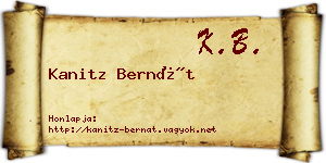 Kanitz Bernát névjegykártya